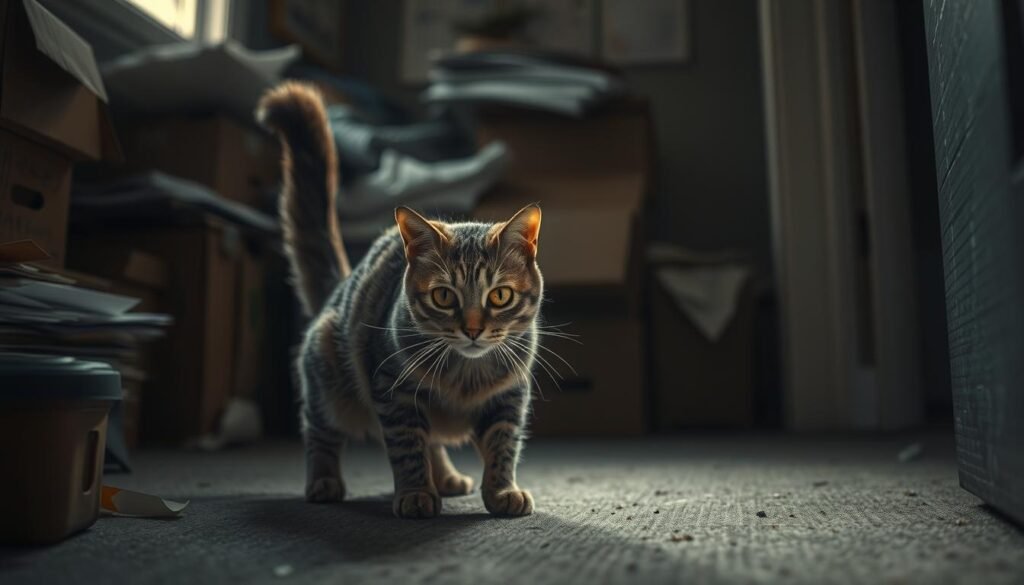 Cat spraying behavior due to environmental stress